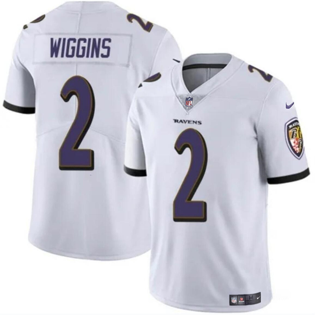 Men's Baltimore Ravens #2 Nate Wiggins White 2024 Draft Vapor Limited Football Jersey